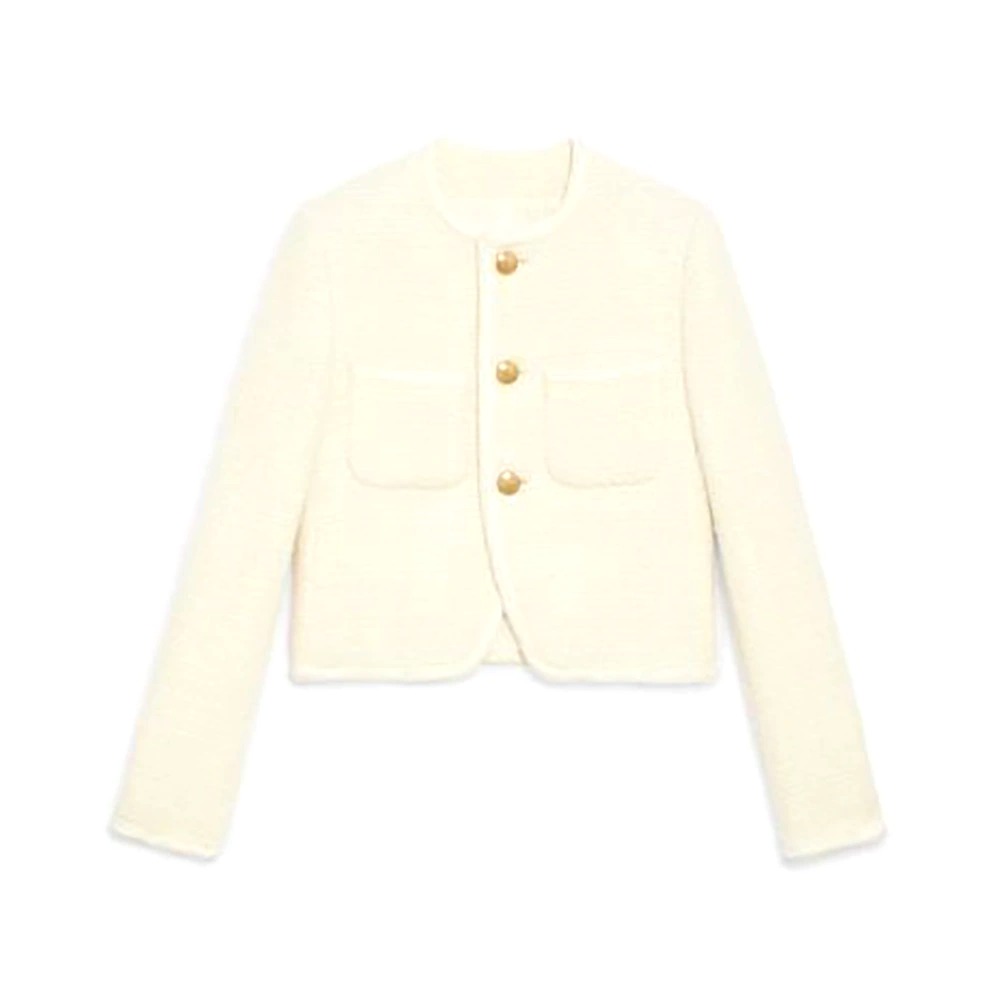ÁO Celine Women Chasseur Jacket in Boucle Tweed-White