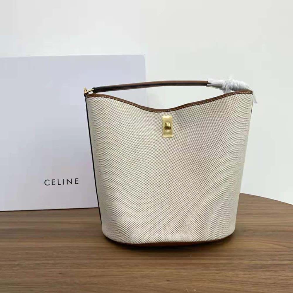 TÚI Celine Women Bucket 16 Bag in Textile and Calfskin