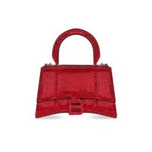 TÚI Balenciaga Women Hourglass XS Handbag with Rhinestones-Red