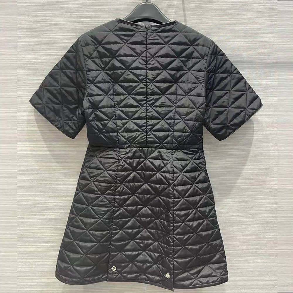 VÁY Prada Women Short-Sleeved Re-Nylon Dress-Black