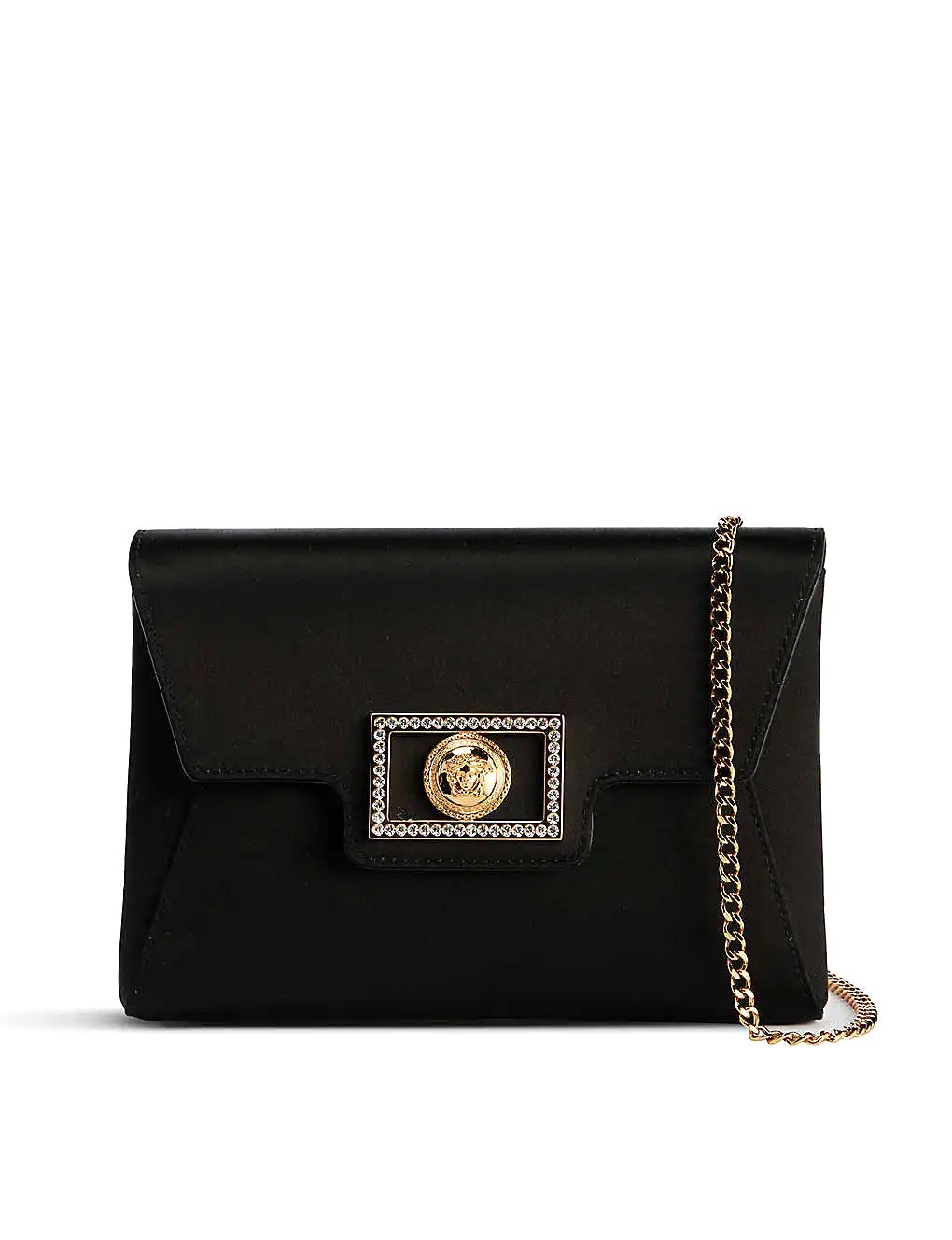 VÍ VERSACE Medusa logo-plaque satin clutch bag