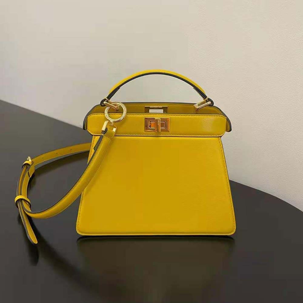 TÚI Fendi Women Peekaboo ISeeU Petite Yellow Padded Nappa Leather Bag