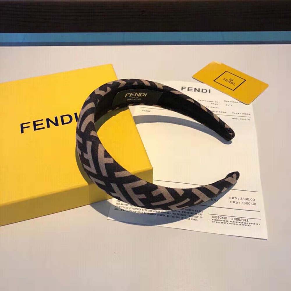 Bờm tóc Fendi Women Headband in Brown Wool Cashmere and Silk