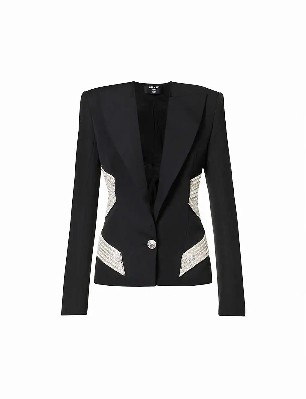 ÁO BALMAIN Rhinestone-embellished single-breasted wool jacket
