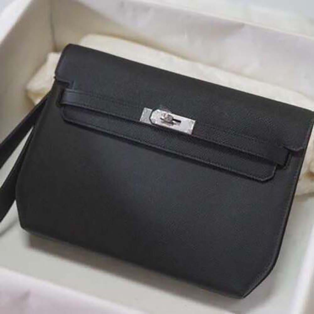 TÚI Hermes Men Kelly Depeches 25 Pouch-Black