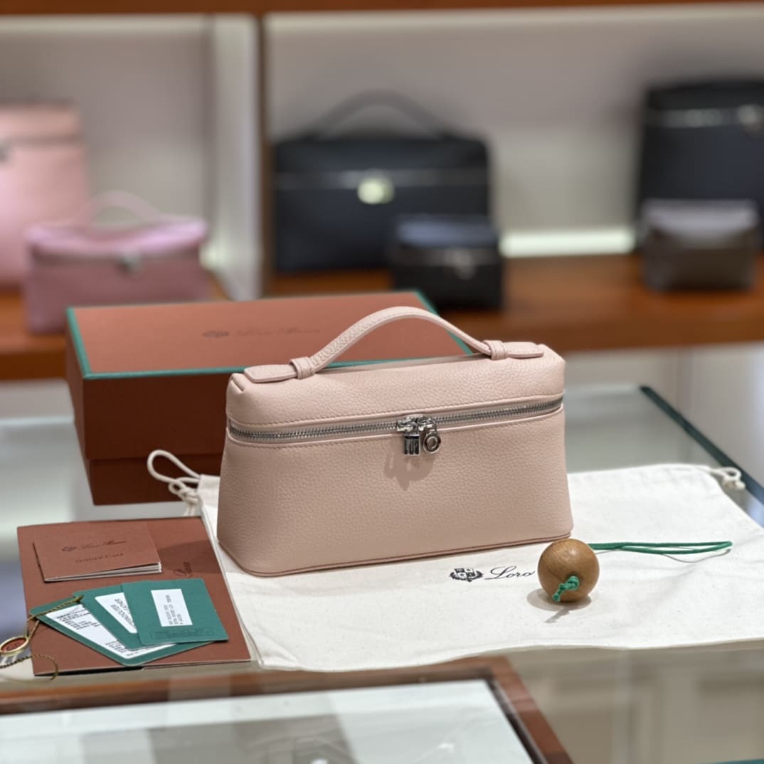 TÚI Loro Piana Women Extra bằng da bê màu hồng anh đào Cherry Blossom Pink 19