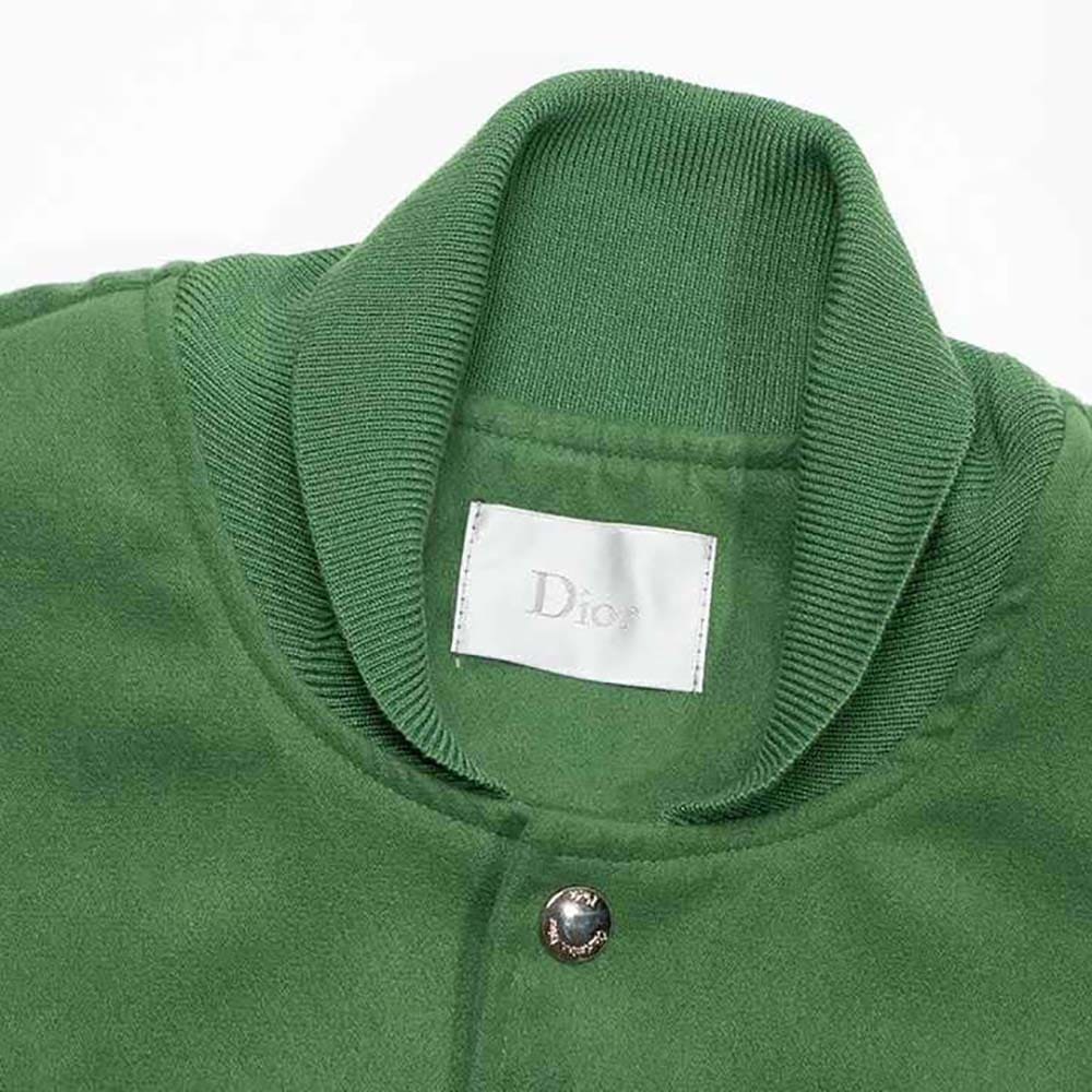 ÁO Dior Tears Blouson Green Leather Wool and Cashmere