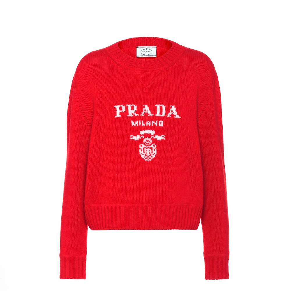 ÁO PRADA Wool and cashmere crew-neck sweater