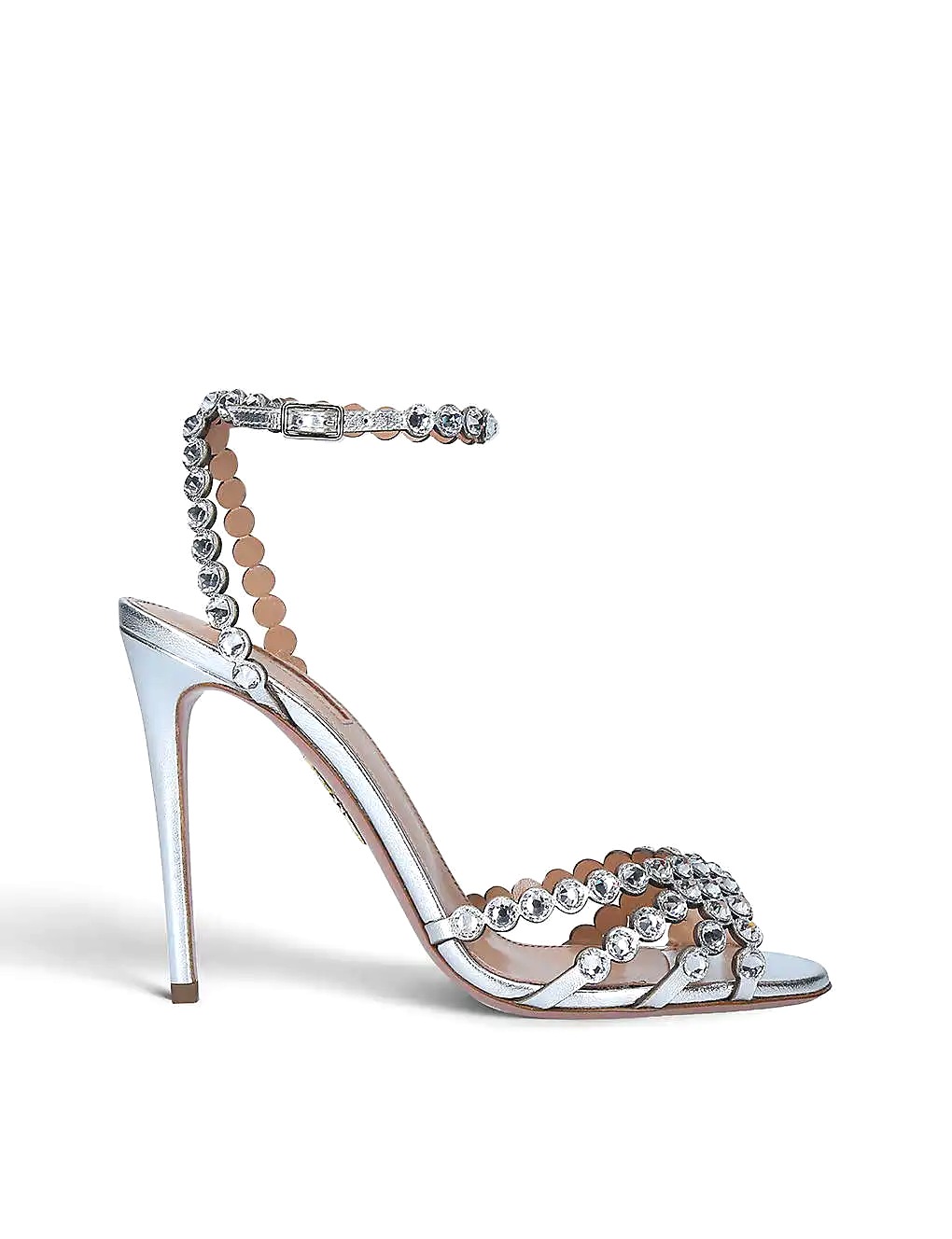 GIÀY AQUAZZURA Tequila 105 gem-embossed leather heeled sandals