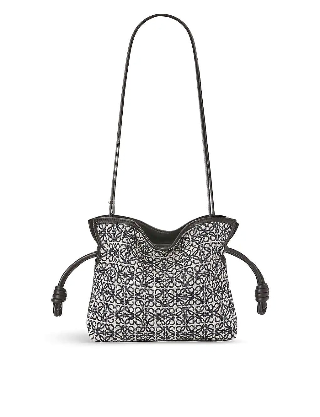 VÍ LOEWE Flamenco mini jacquard and leather clutch bag