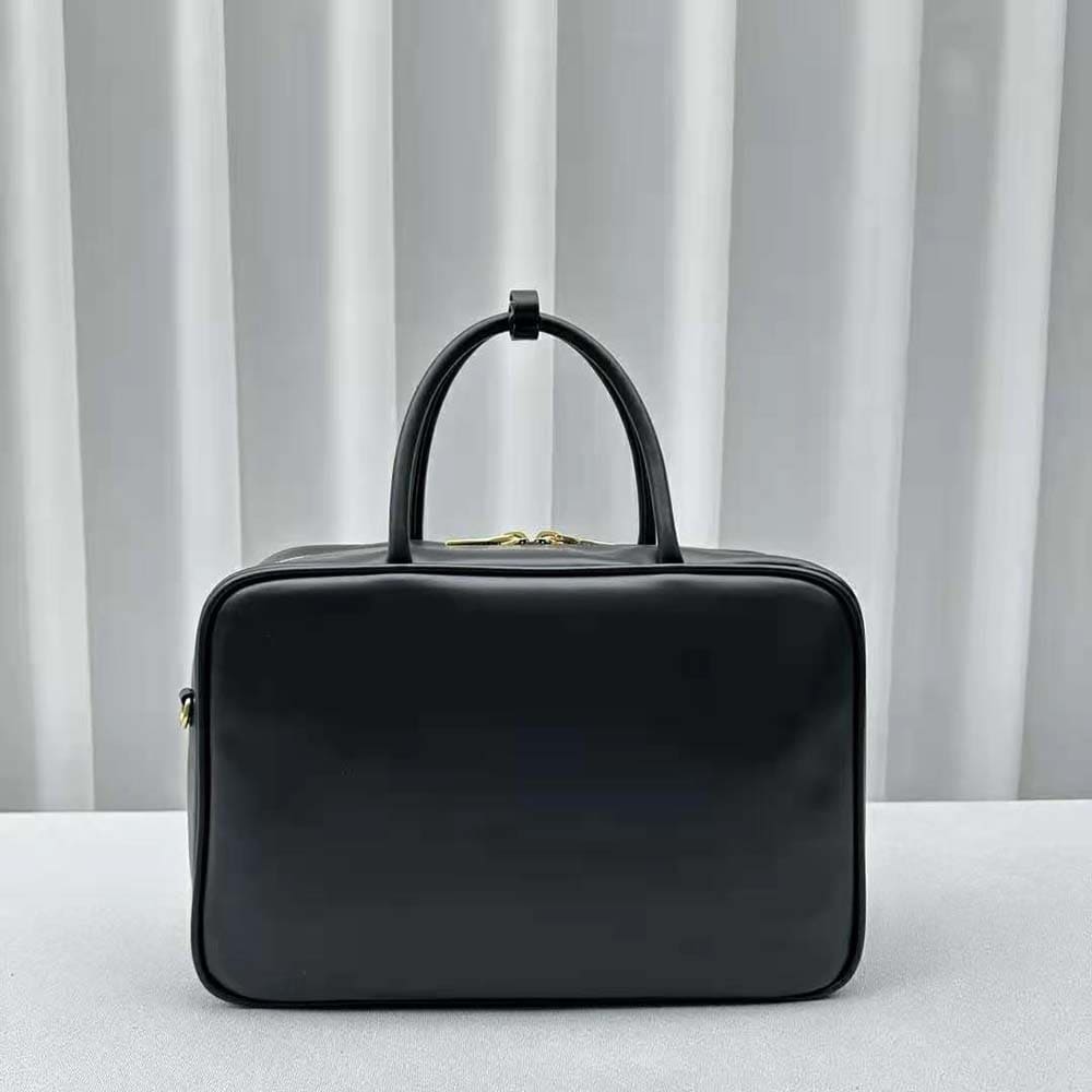 Túi Miu Miu Women Leather Top-handle Bag with Embossed Lettering Logo-Black