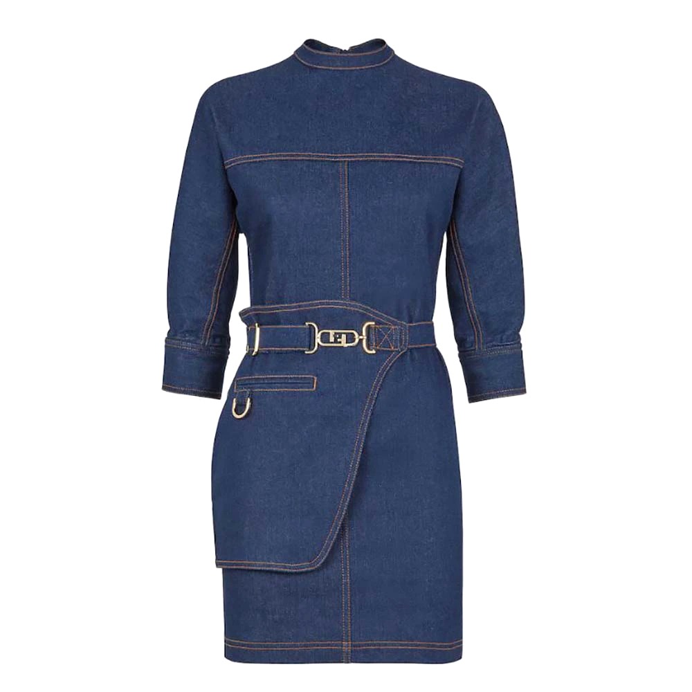 ÁO Fendi Women Blue Denim Dress