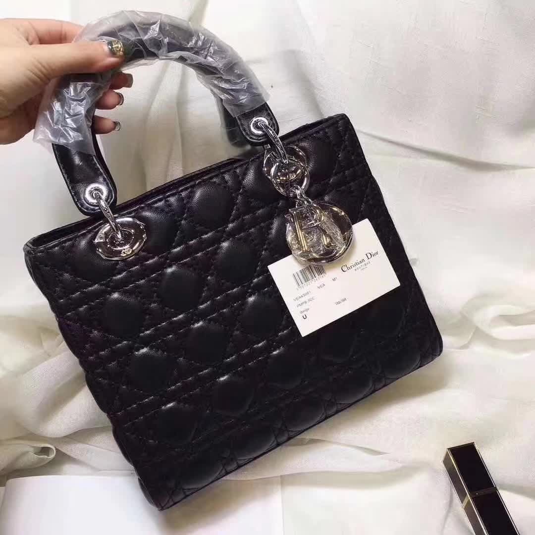 TÚI Dior Big Lady Dior Bag in Cannage Lambskin-Black