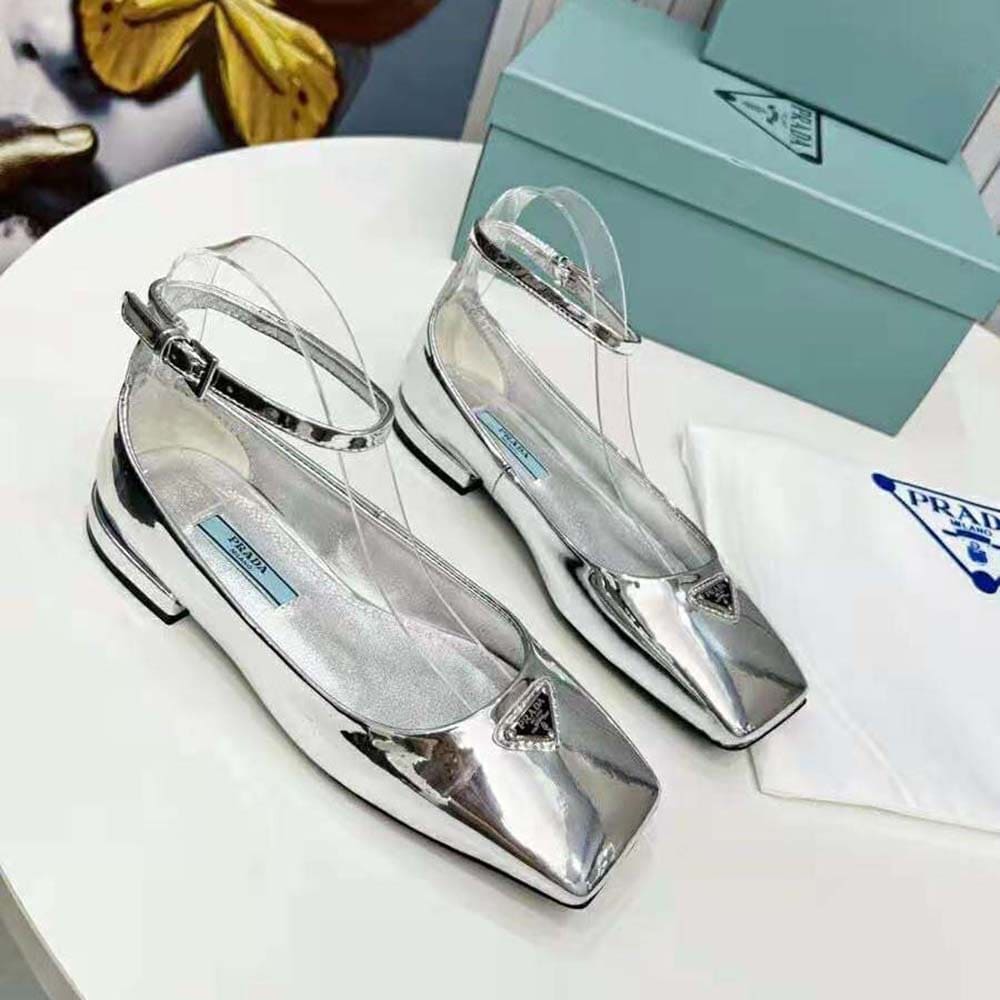GIÀY Prada Women Patent Leather Ballerinas-Silver