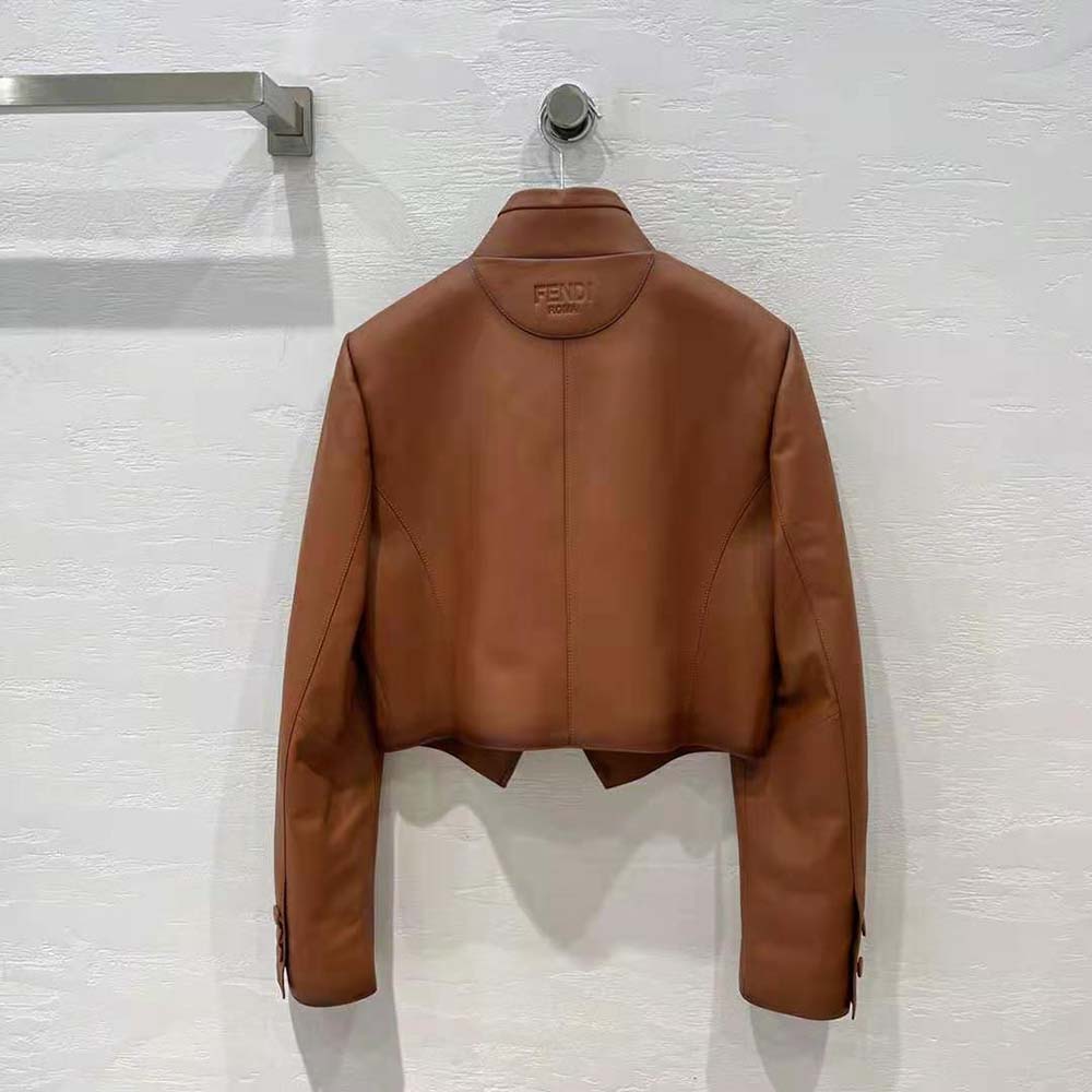 ÁO Fendi Women Shaded-Effect Tan Leather Jacket
