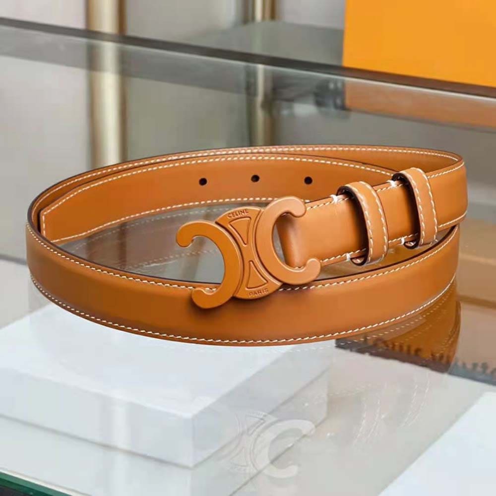 DÂY LƯNG Celine Women Medium Triomphe Belt in Triomphe Canvas and Calfskin