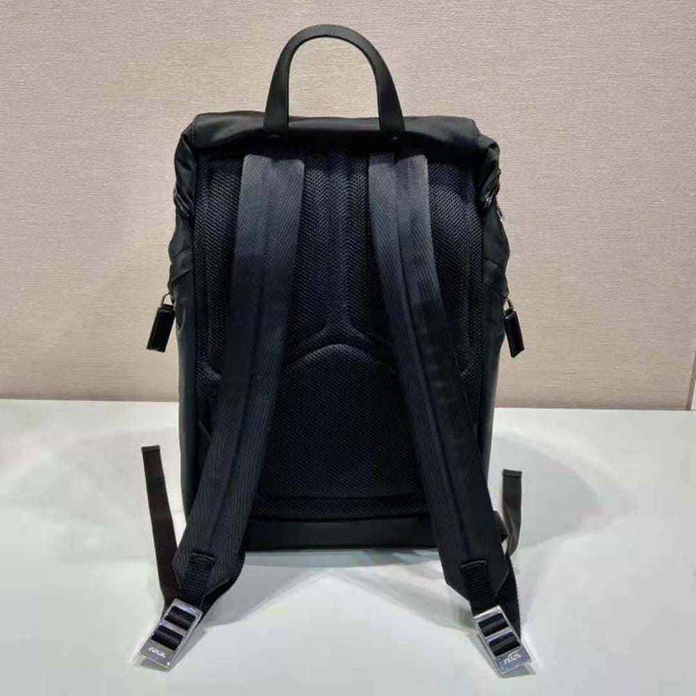 BALO Prada Unisex Re-Nylon and Brushed Leather Backpack-Black