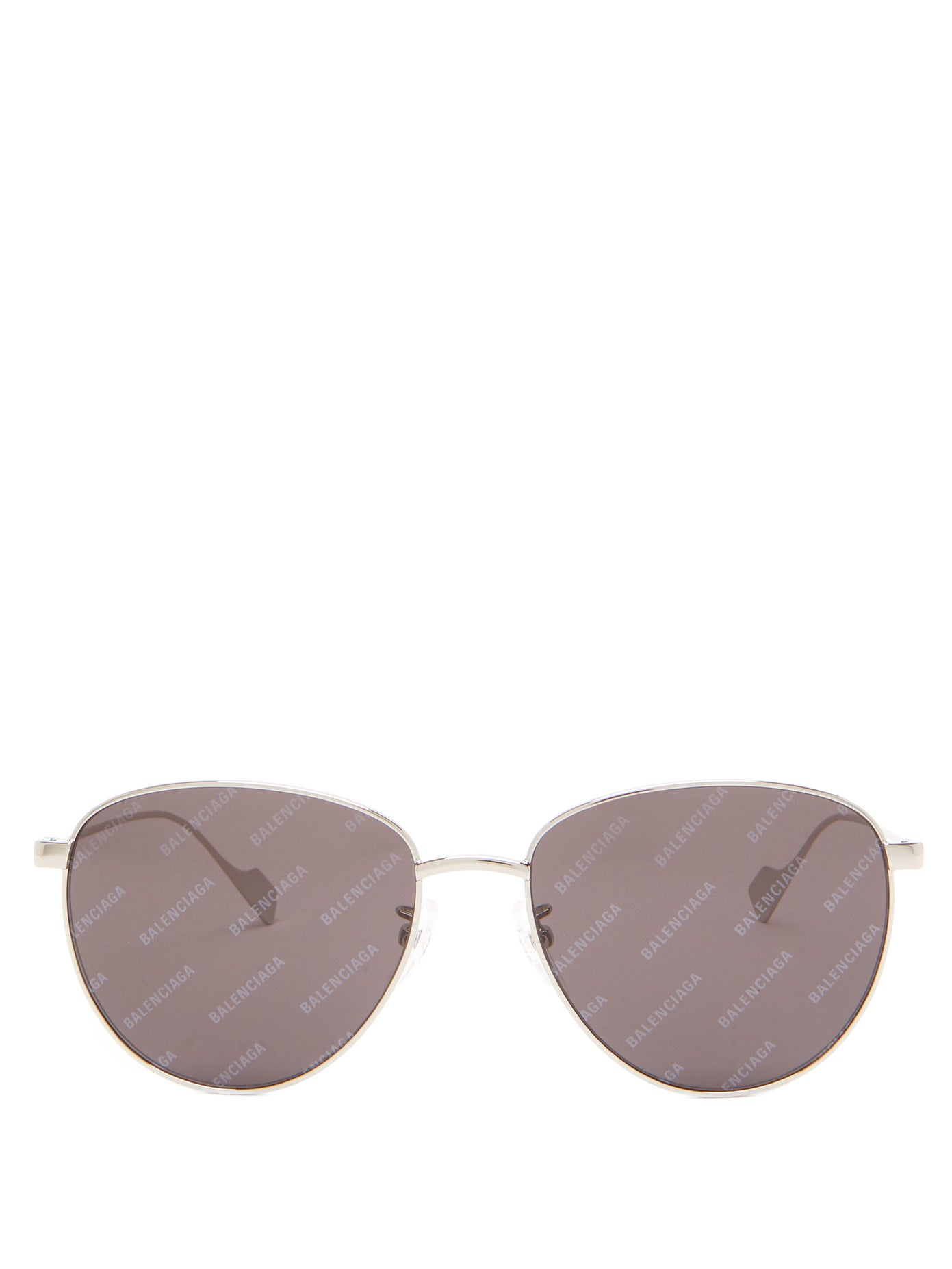 BALENCIAGA Logo-print round metal sunglasses
