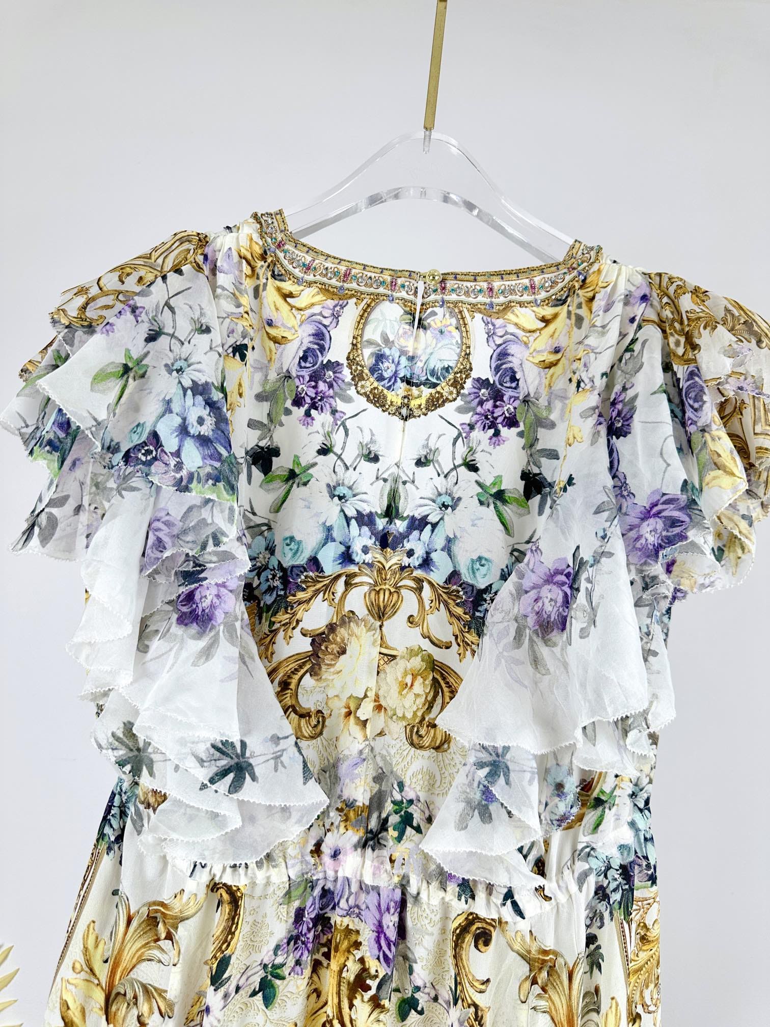 VÁY CAMILLA Silk Embellished V-Neck Maxi Dress High Classy