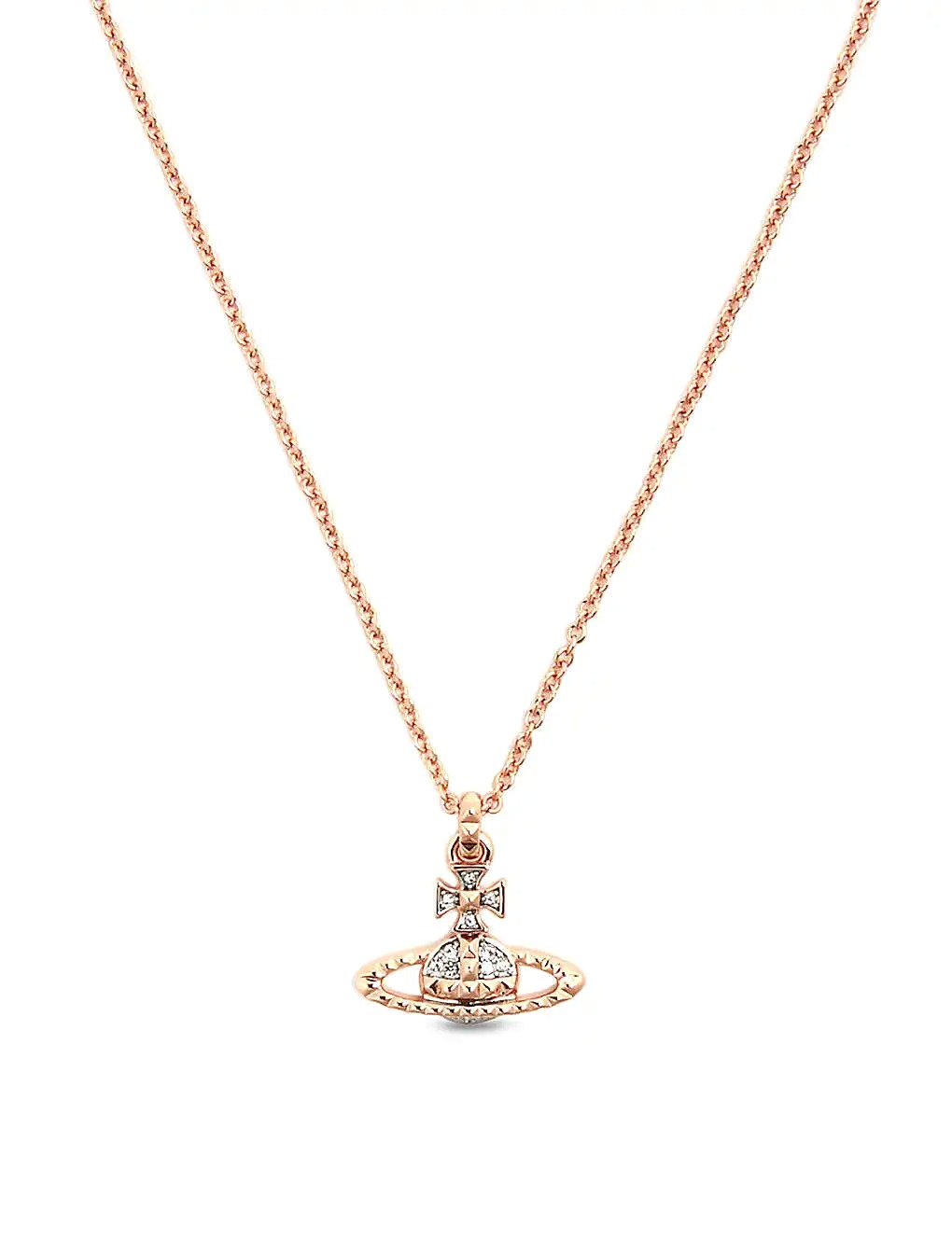Dây chuyền VIENNE WESTWOOD Mayfair Bas Relief rose gold and rhodium-plated brass and crystal pendant necklace