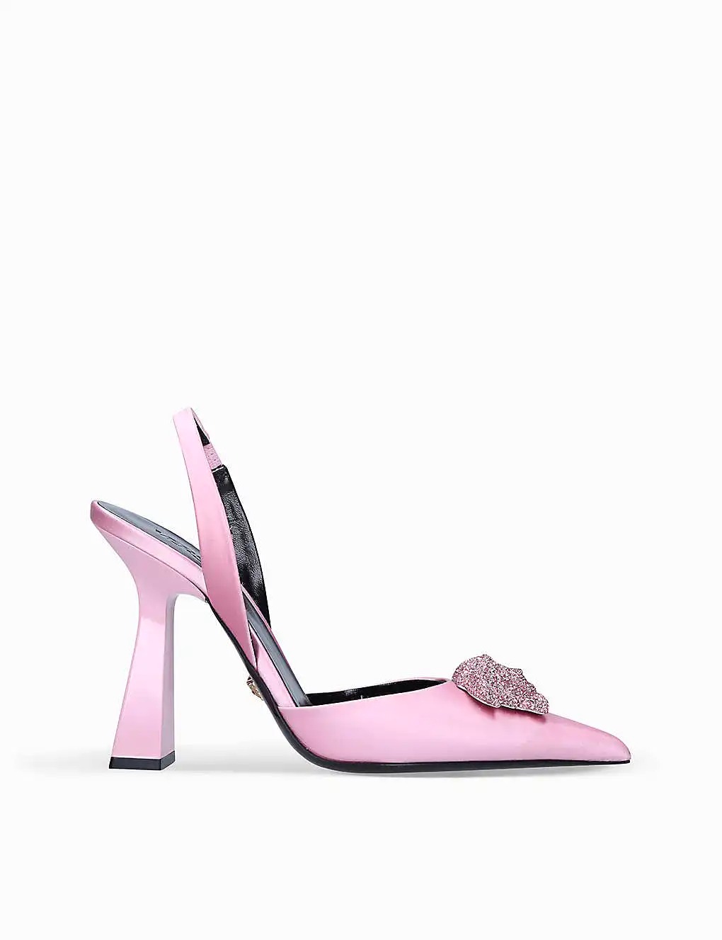 GIÀY VERSACE La Medusa crystal-embellished satin courts