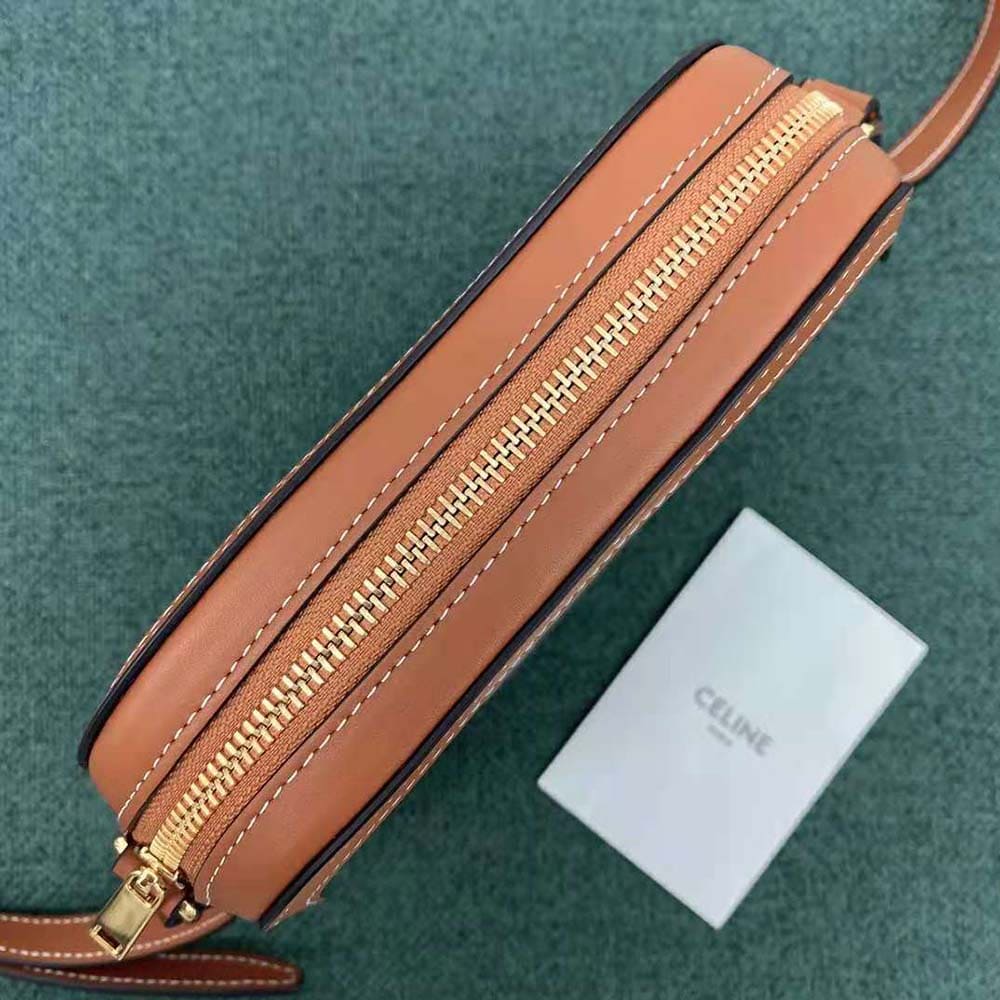 TÚI Celine Women Small Camera Bag in Triomphe Canvas-Brown