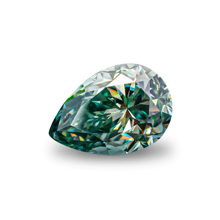 KIM CƯƠNG Pear Cut Natural Light Green Loose Moissanite Stone