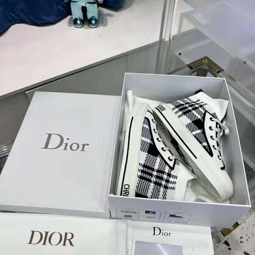 GIÀY Dior Women Walk’N’Dior Sneaker Black and White Check’n’Dior Technical Mesh