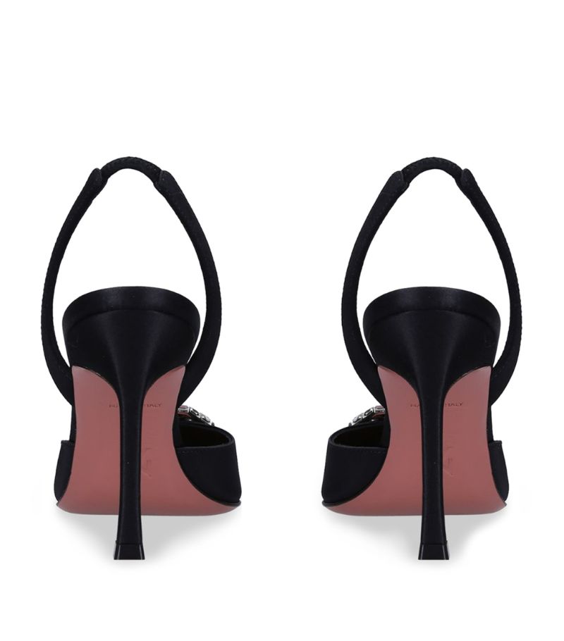 GIÀY AMINA MUADDI  Satin Camelia Slingback Mules 90