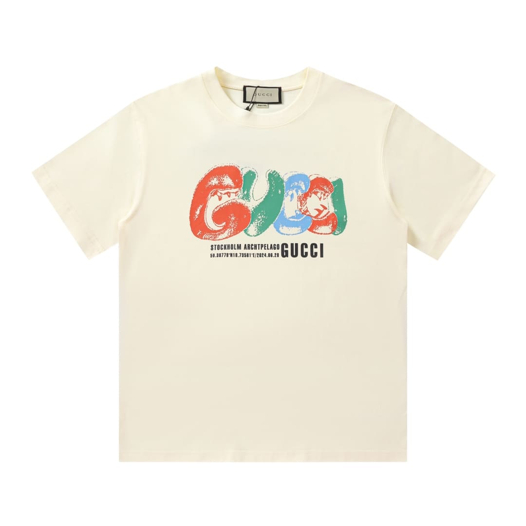 ÁO GUCCI T SHIRT MÀU KEM UNISEX