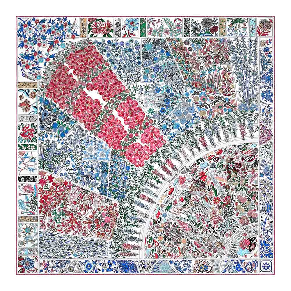 KHĂN Hermes Women Fleurs De Giverny Scarf 90