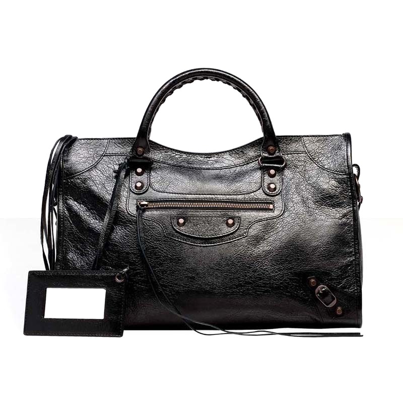Balenciaga classic City Logo Strap Small Leather Shoulder Bag in Black   Lyst
