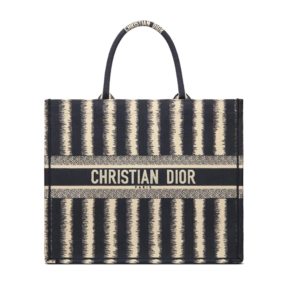 TÚI Dior Women Dior Book Tote Blue D-Stripes Embroidery