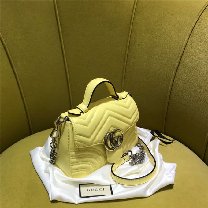 TÚI Gucci GG marmont mini top handle bag yellow Top Quality
