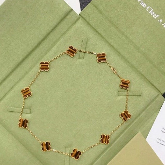 DÂY CHUYỀN VAN CLEEF & ARPELS ALHAMBRA TIGER EYE GOLD 18K YELLOW GOLD