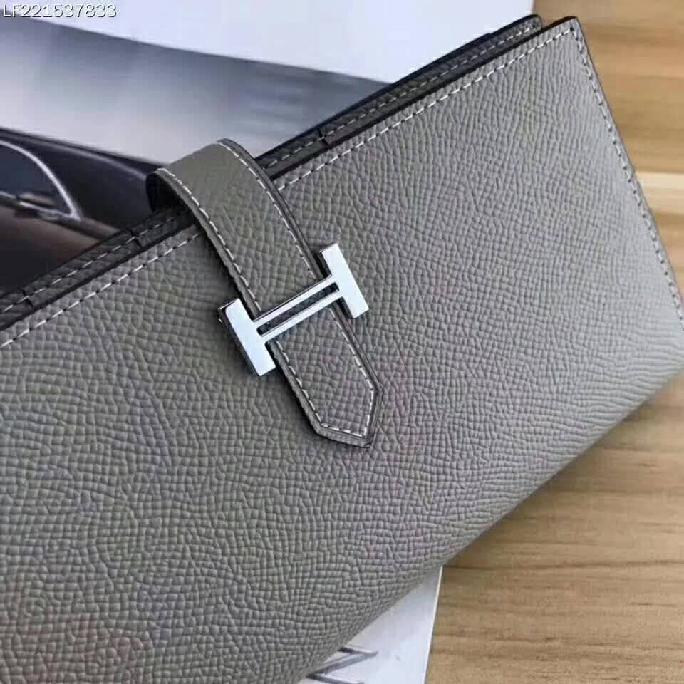 Ví Hermes Medium Bearn Wallet in Epsom Calfskin Leather-Silver