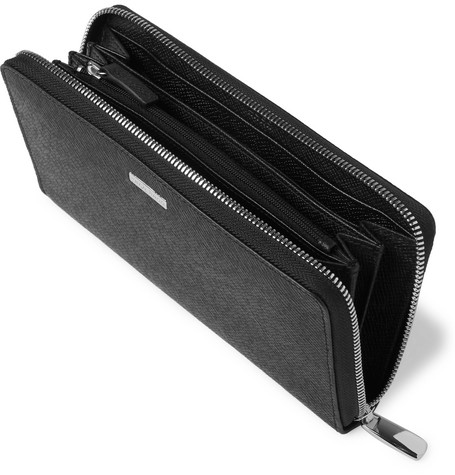 VÍ DA HUGO BOSS Signature Cross-Grain Leather Billfold Wallet