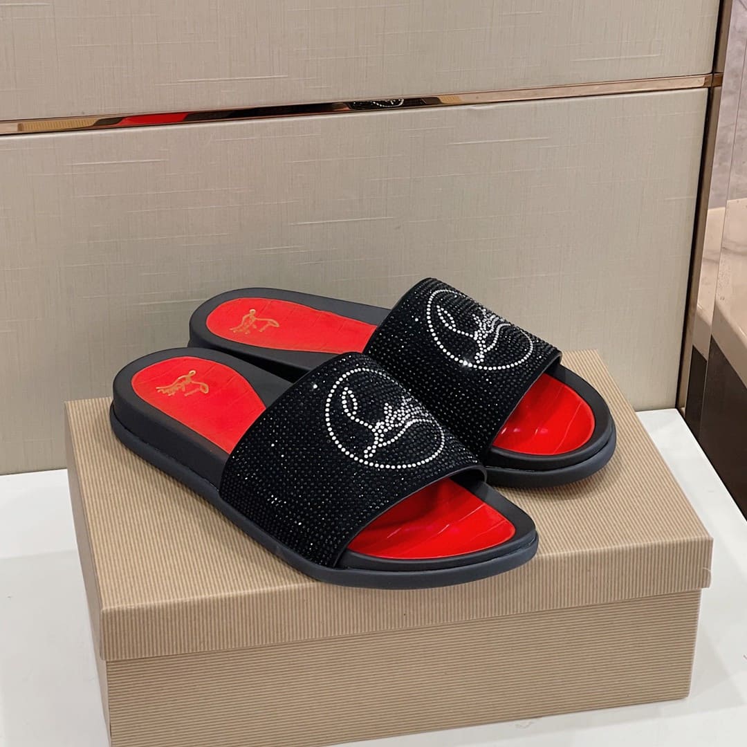 DÉP CHRISTIAN LOUBOUTIN GLITTER LOGO SANDAL AAA