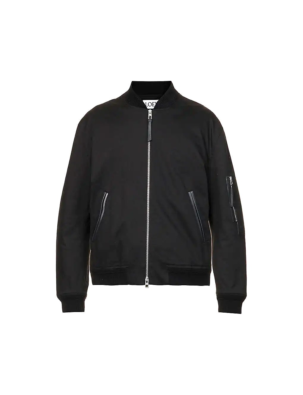 ÁO LOEWE Ribbed collar cotton and leather bomber jacket