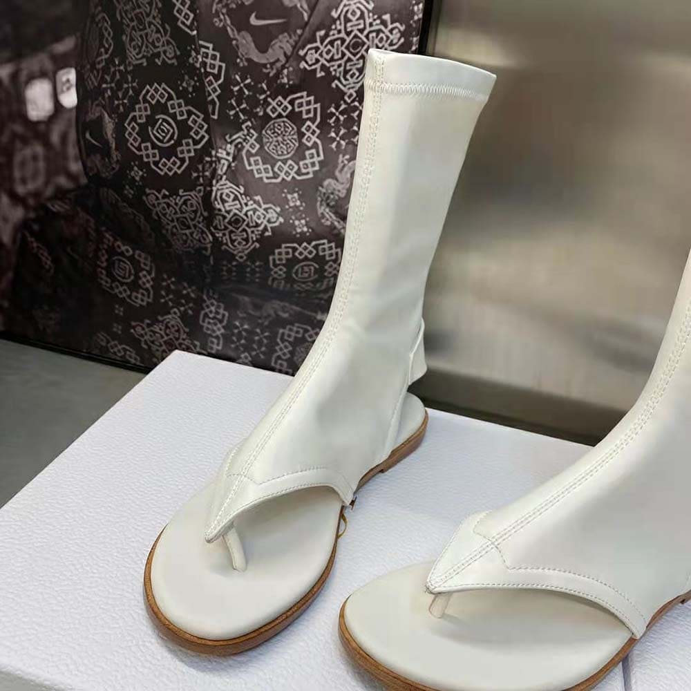 GIÀY Dior Women Spirit Thong Sandal White Lambskin