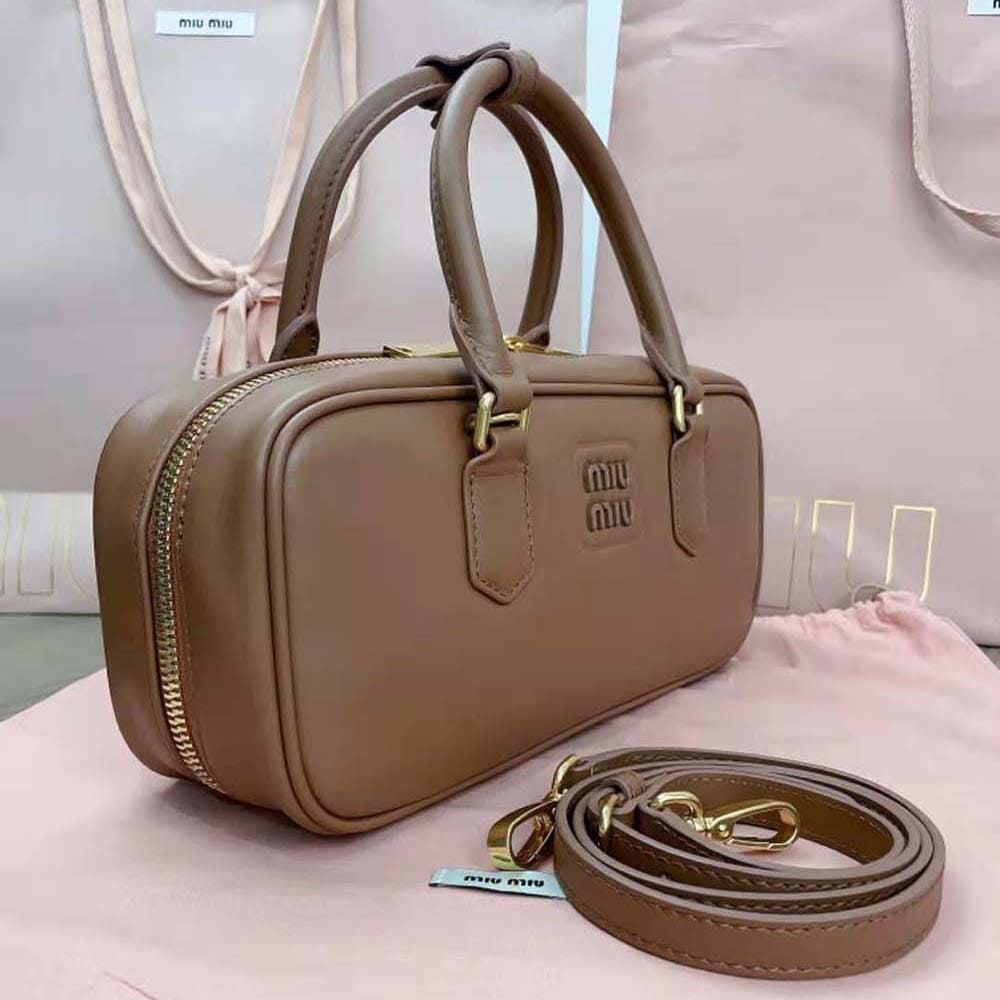 TÚI Miu Miu Women Arcadie Leather Bag-Brown
