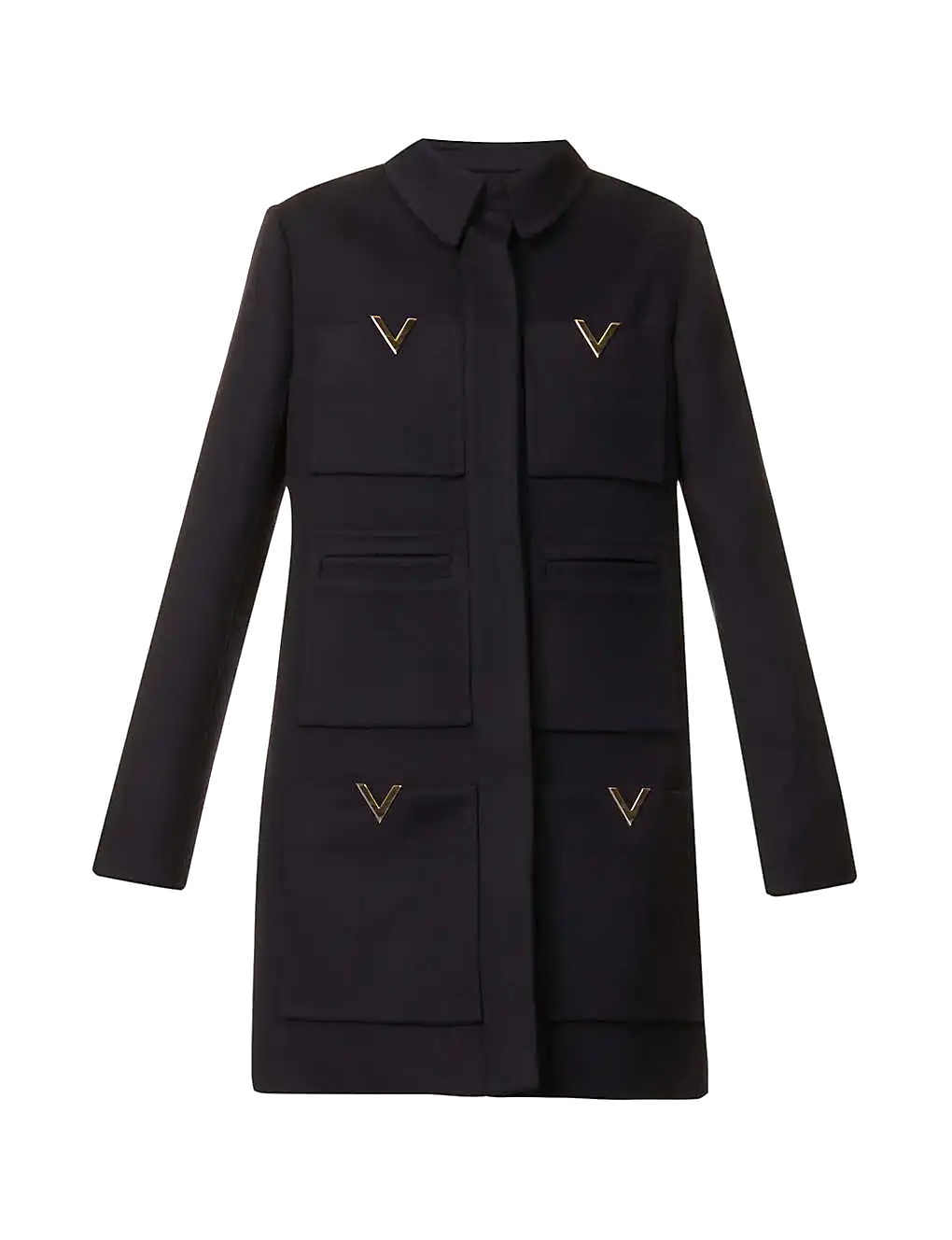 ÁO VALENTINO Logo-appliqué regular-fit wool and cashmere-blend coat
