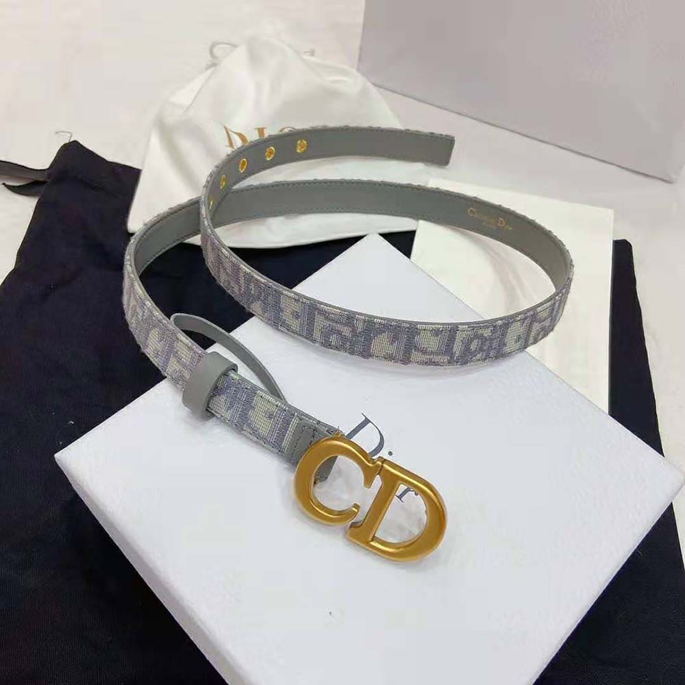 DÂY LƯNG Dior Women Saddle Belt Gray Dior Oblique Jacquard 20 MM