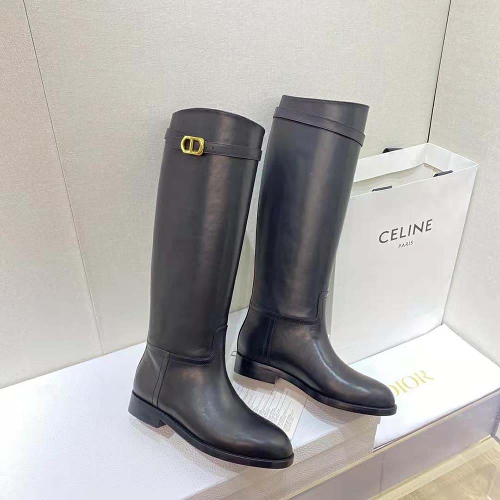 GIÀY Dior Women Empreinte Boot Black Calfskin