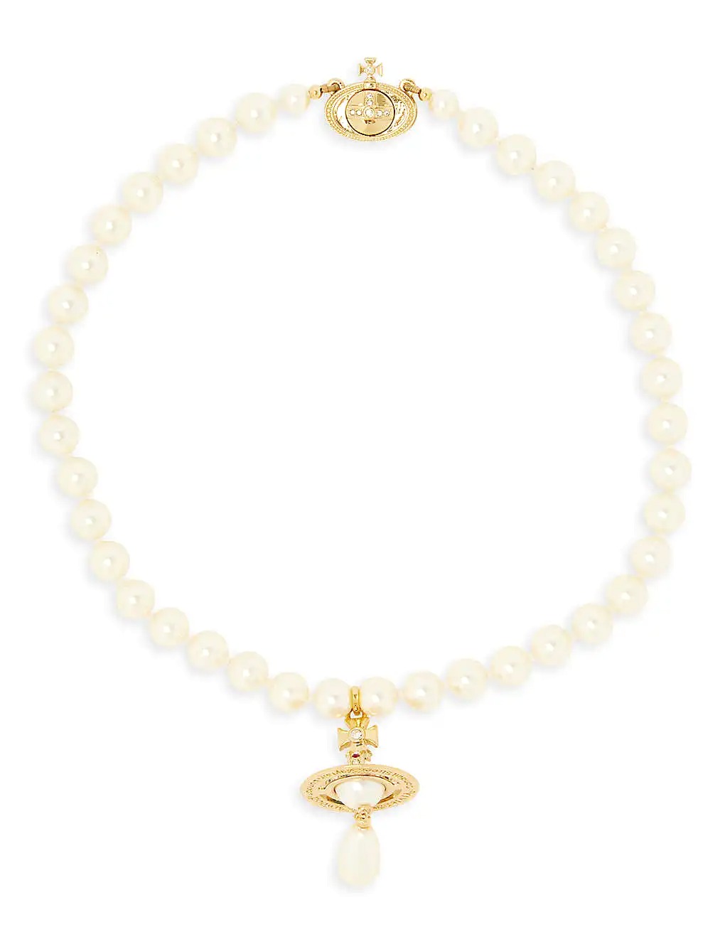 DÂY VIVIENNE WESTWOOD JEWELLERY Orb gold-tone brass and faux-pearl choker necklace
