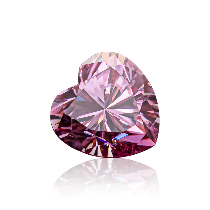 KIM CƯƠNG Heart Cut Coated Pink Loose Moissanite Stone