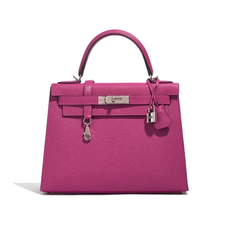 TÚI Hermès Kelly 28 Epsom Pourpre Silver Buckle khóa trắng
