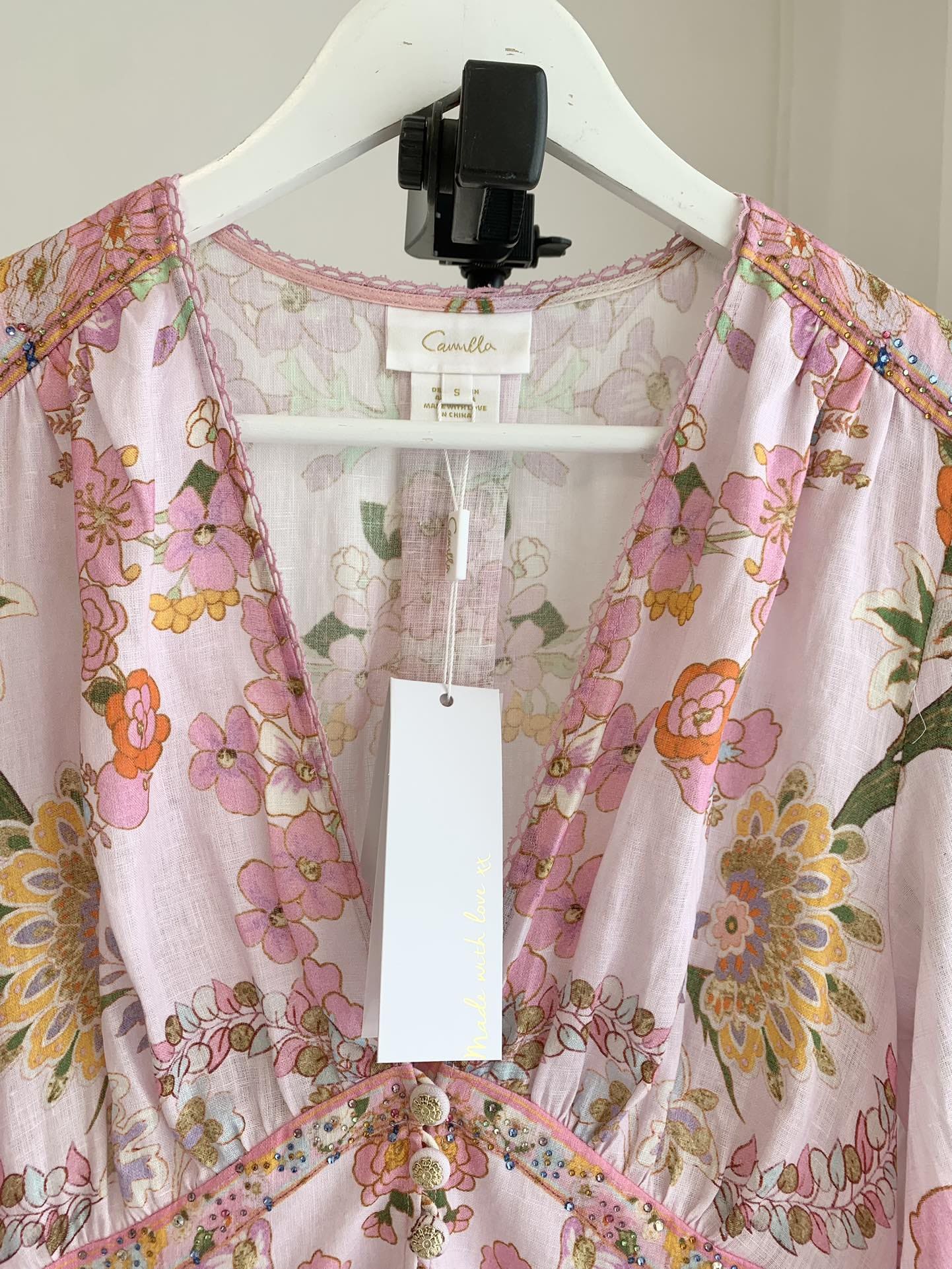 VÁY CAMILLA V NECK Pink Diamonds Long Sleeve High Classy