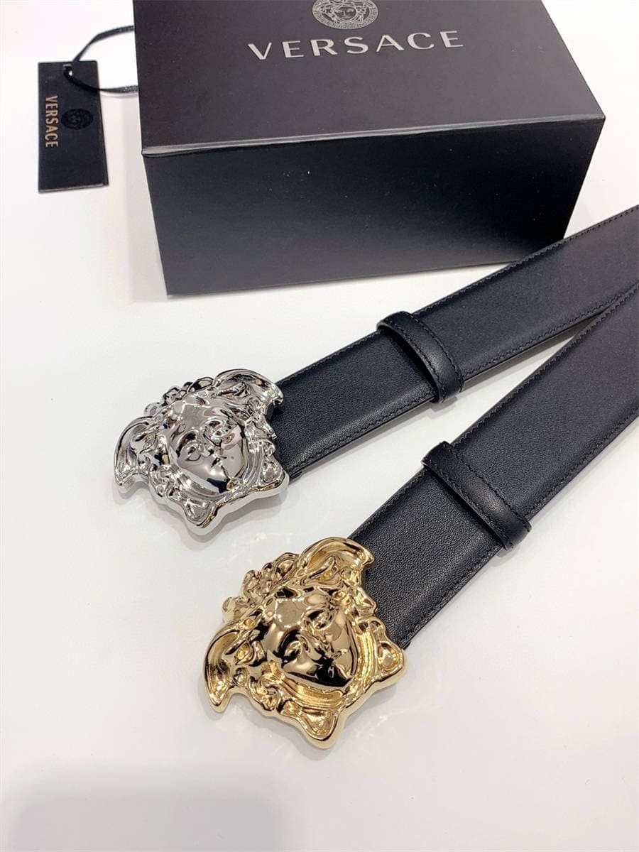 DÂY LƯNG VERSACE MEDUSA HEAD CALFSKIN LEATHER Khóa trắng