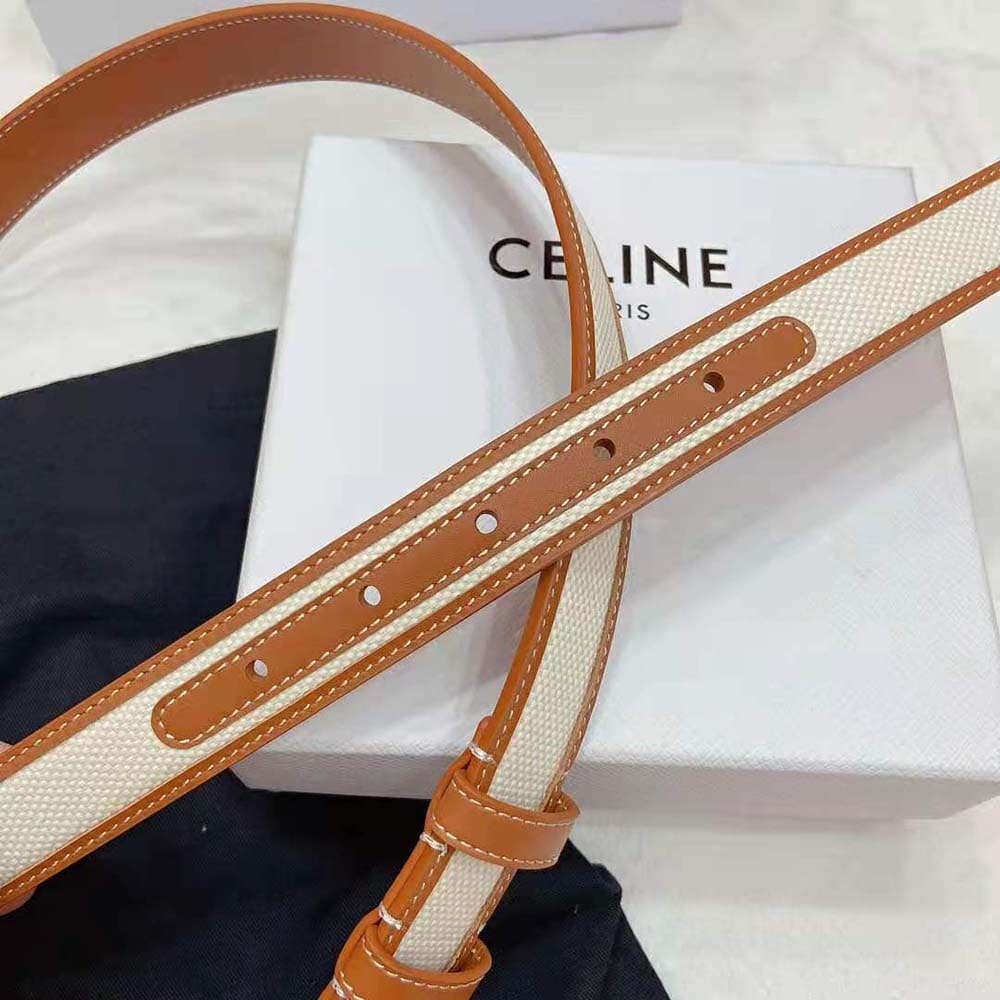 DÂY LƯNG Celine Women Medium Triomphe Belt in Textile and Calfskin